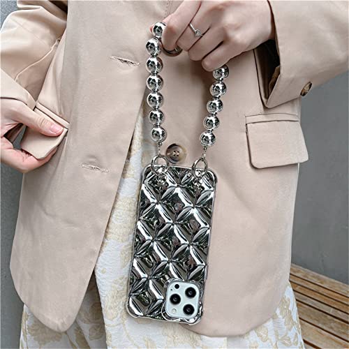 Coque Samsung Galaxy S22 Ultra argentée à chaîne perles amovible protection antichoc