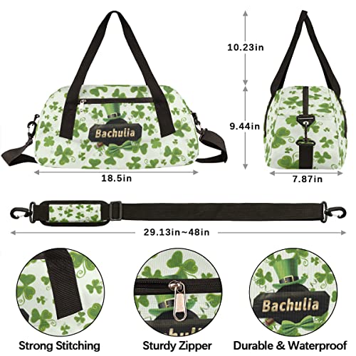 St. Patrick's Day Clover Leaves Kids Duffel Bag for Girls Boys Teens, Custom Name Dance Bag Overnight Small Duffel Bag Carry On Weekend Sports Gym Travel Bag for School Practice Gymnastics Ballet4