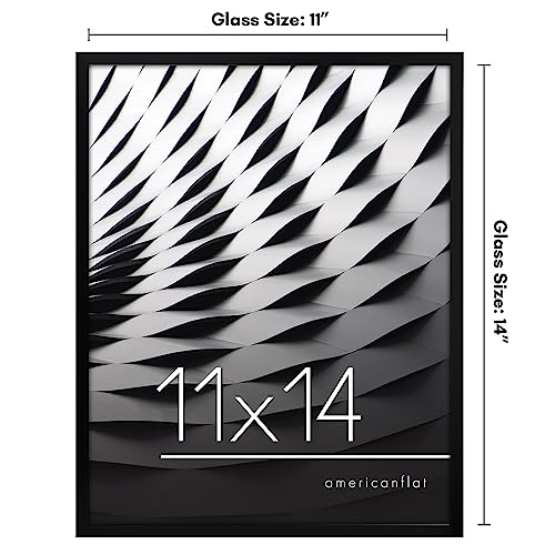 Americanflat 11x14 Picture Frame with Shatter-Resistant Glass - Streamline Collection - Thin Border Picture Frame for Wall Display - Hanging Hardware Included - Black