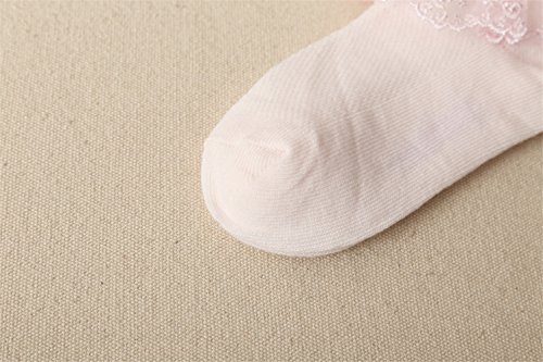 DoMii Toddler Girl Ankle Socks Lace Eyelet Frilly Socks with Ruffles Bowknot Strawberry Print 2 Pack3