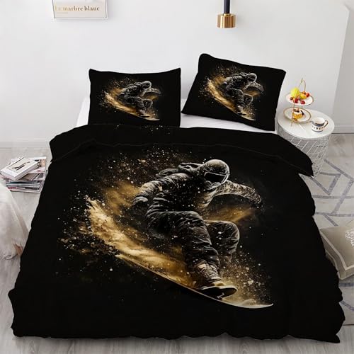 Funda Nórdica Cama 105 cm Microfibra Juego de Ropa de Cama 3 Piezas Funda de edredón 180x220 cm con Funda de Almohada 50x75 cm Deportes