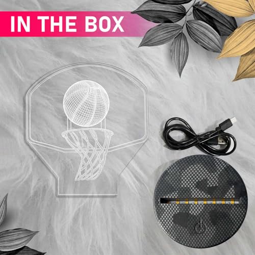 Image of 3D Illusion Basketball Desk Table Lamp with Warm White Light & On /Off Touch Button | USB Button | Birthday Gift for Basketball Player