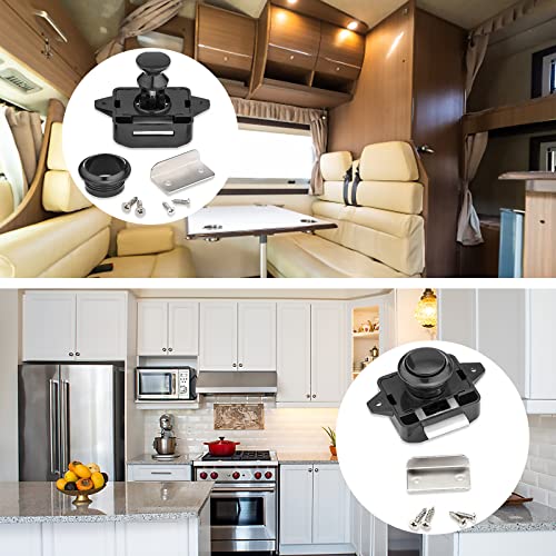10 Stück Wohnmobil Schlösser, Metall Push Button Catch Door Lock Möbelschloss Schrank Schloss Cabinet Locks Drehknopf Schloß Tür Verschluss für Wohnmobil Caravan Yacht Schrank Tür, Schwarz