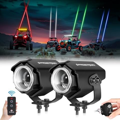 OFFROADTOWN Whipless LED Whip Light with Switch & Remote LED Pods RGBW Chase Light Antenna Whipless Whip for ATV UTV Motorcycles Can am Polaris Golf Cart Truck Cover