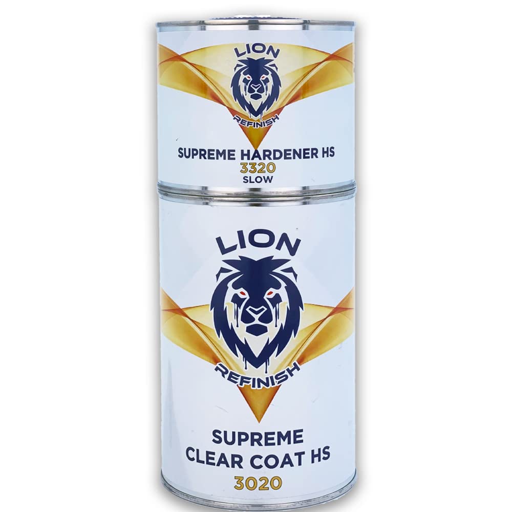 Trasparente Carrozzeria Acrilico Antigraffio 1L Lion Refinish Supreme Clear Coat HS3020 Lucido Brillante + Catalizzatore 500ml (Fast)