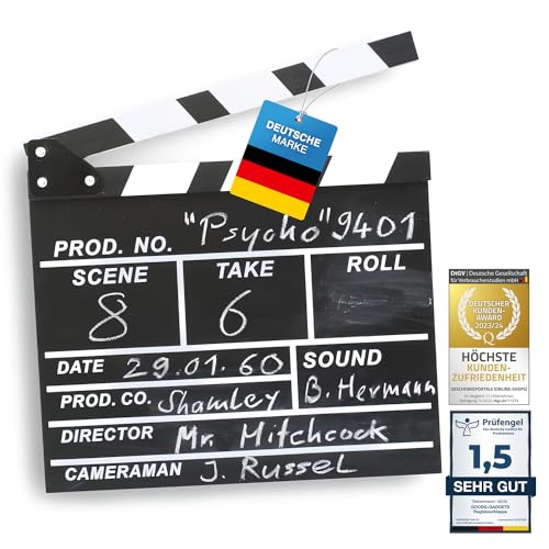 GOODS+GADGETS Clapet de Film Clapet de réalisateur XXL - Hollywood Deko Regie Film Clapet Kreidetafel Requisite