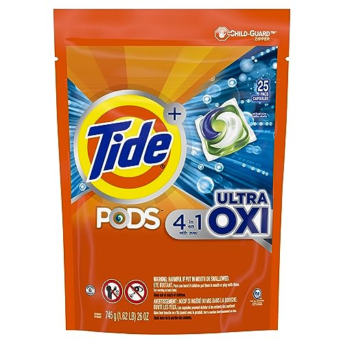 Image of Tide PODS Liquid Laundry Detergent Soap Pacs, 4-in-1 Ultra Oxi, HE Compatible, 3 Bag Value Pack, 75 Count