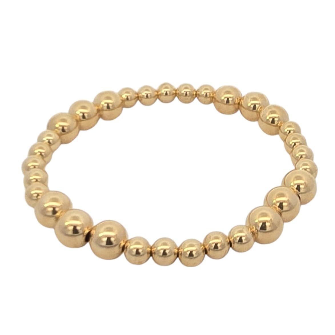 Anela 14kt Gold Filled Beaded Stretch Bracelet - 5mm & 7mm Beads, Tarnish-Free Dainty Jewelry for Women, Great Gift Idea for any Occasion