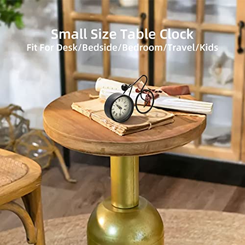 Youki Vintage Biketable Shelf Clock,Bicycle Digital Clock,Mantel Clock Battery Operated With Roman Numerals,No Ticking Analog Quartz,Home Decor For Bedroom,Livingroom,Office,Travel,Black #TOP4