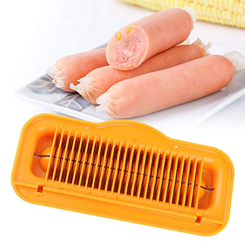 HEITIGN Manual Hot Dog Sausage Cutter - Multifunctional Kitchen Utensil - Stainless Steel Blade - Polypropylene + Stainless Steel Body - Slicer for Hot Dog, Sausage, Banana