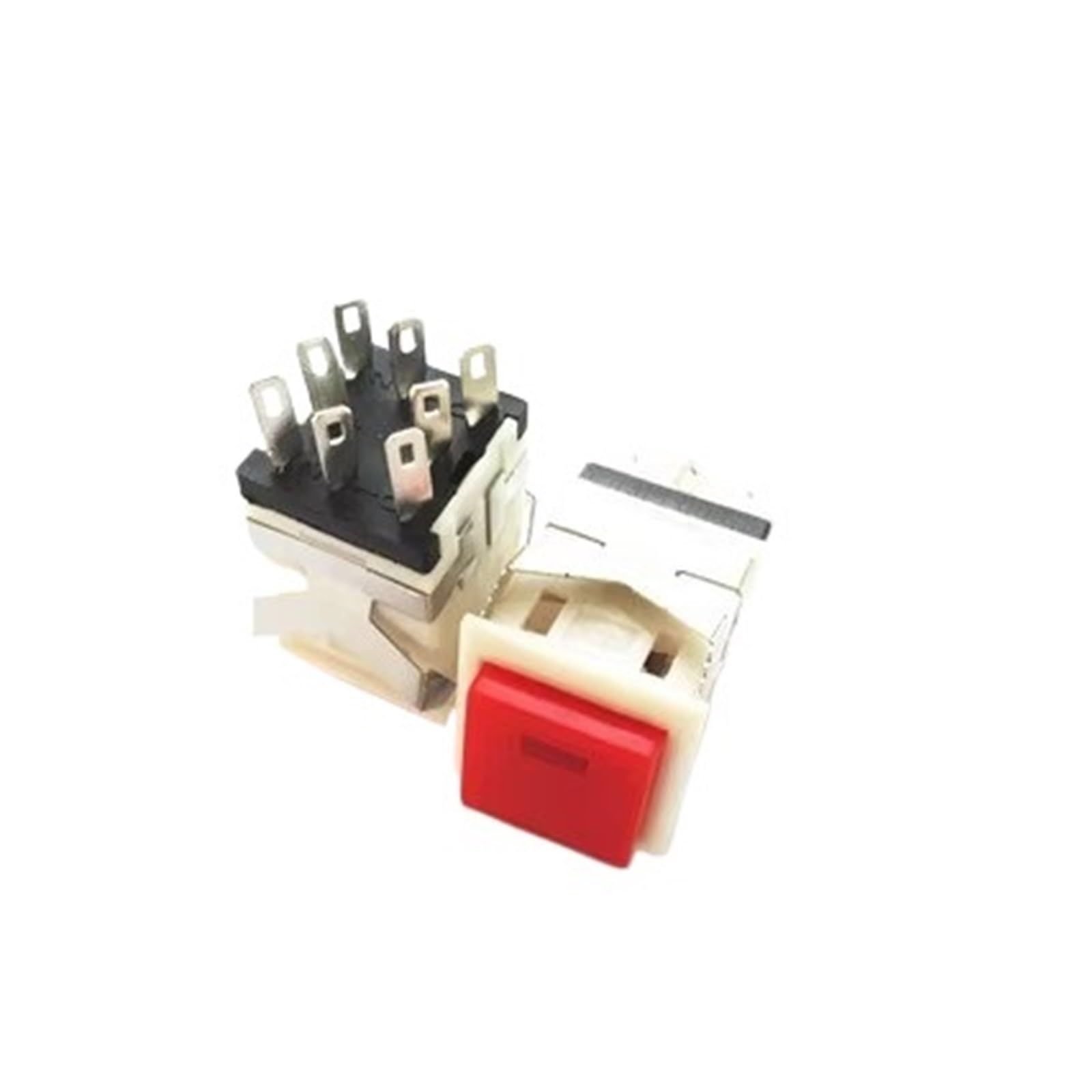 AUOQKQUT 1PC red open 17MM square push-button switch KD2-22 Self-reset with light 3V 8 pins