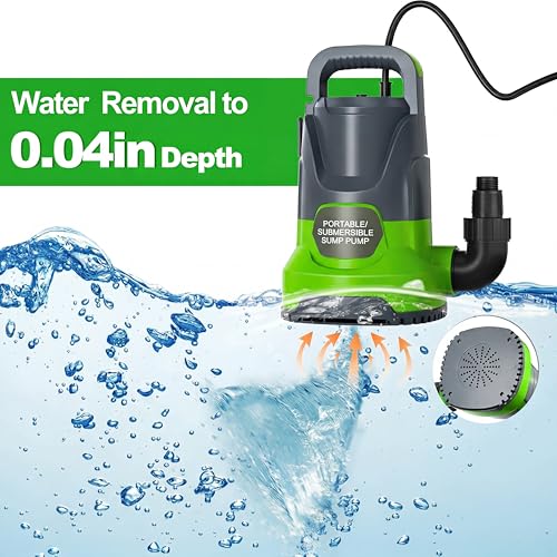 Image of Sump Pump 1HP Submersible Water Pump 3700GPH Electric Portable Transfer Water Pump for Pool Draining Basement, Green
