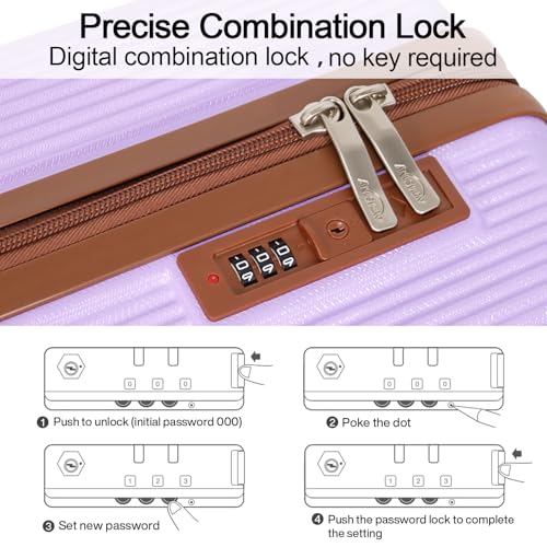 Image of Luggage Sets 3 Piece (20 /24 /28 inch)-Carry On Suitcase-Suitcase With Wheels-PC+ABS - Hardside Spinner Travel Luggage, Black, 8 Pcs Set, Hardside Luggage Sets With Spinner Wheels (PURPLE)