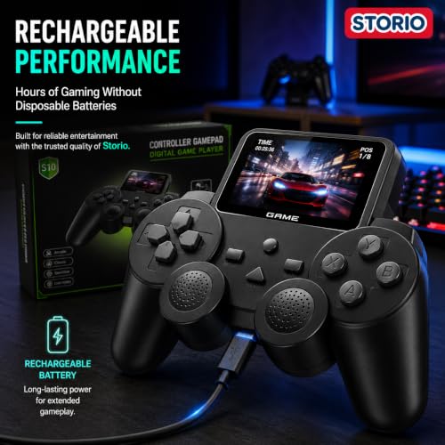 Image of Storio S10 Handheld Gaming Console for Kids & Adults | 520 Built-in Classic Games | Retro Video Game Player | Portable Rechargeable Mini Game Box with TV Output | Toy Gift for Boys & Girls 6-14 Years