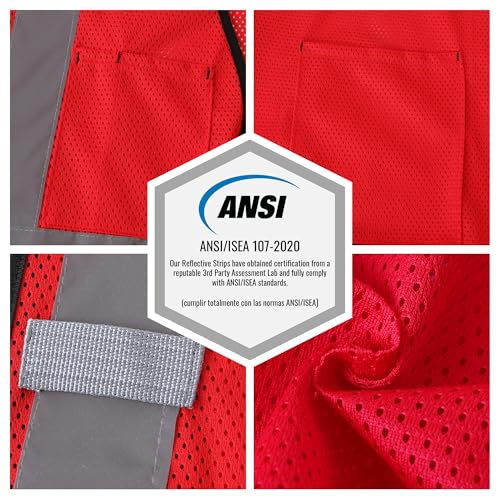 Image of JKSafety Safety Vest for men women Hi Vis Vest with Pockets and Zipper High Visibility Meet ANSI Standard(BX310