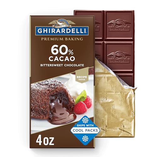 GHIRARDELLI Premium 60% Cacao Bittersweet Chocolate Baking Bar, 4 OZ Bar (12 Count)