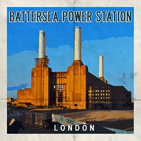 Battersea Power Station Retro Poster Greeting Card Cover
