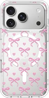 MOSNOVO for iPhone 17 Pro Case | Compatible with Magsafe | Military Grade 6.6ft Drop Tested | Camera Control | Clear with Bowtiful Love Design