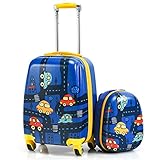 GYMAX 2Pc Kid Carry On Luggage Set, 12