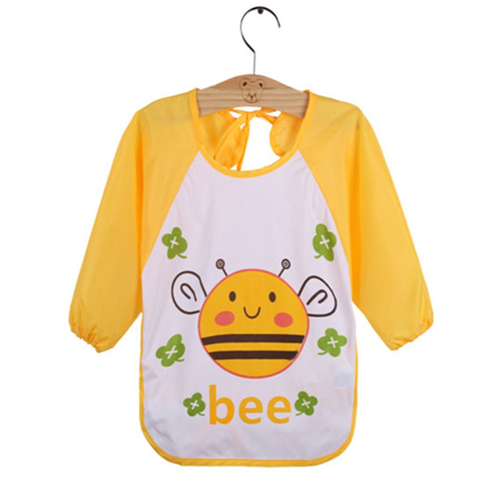 QinGuang 5 pcs Baby Waterproof Long Sleeved Bibs Catcher Pocket Smock Painting Playing Apron (Pink), 9-36 Months - Image 2