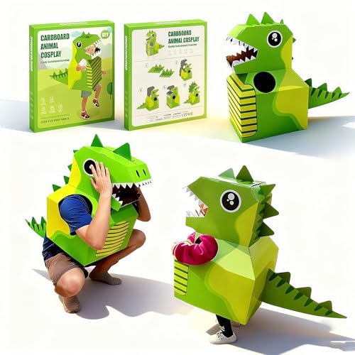 Image of MOYEE Wearable Cardboard Toys for Kids,Dinosaur & Bulldozer,Encourages Pretend Play & Social Skills, Perfect for Dress-Up