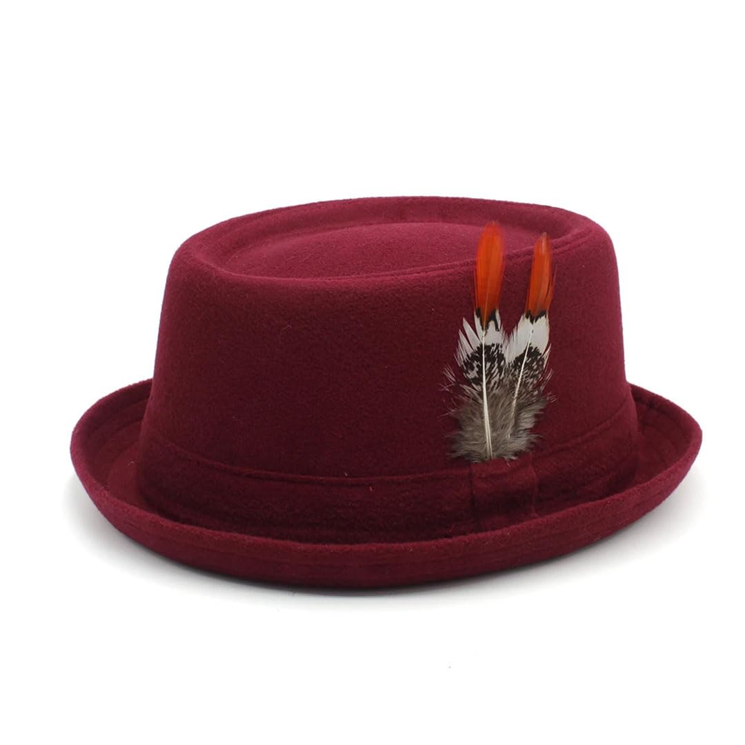 Cappello classico da uomo e da donna, in misto lana e piuma, stile street style