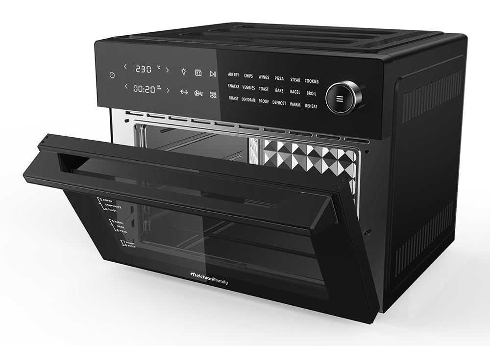 Melchioni Family | Friggitrice ad Aria BENEDETTA Capacità 30 litri, Display Digitale, Funzione Dual Cook, Air Fryer con 18 Programmi, 30-230°, Timer 12h, Colore Nero (Ricondizionato)