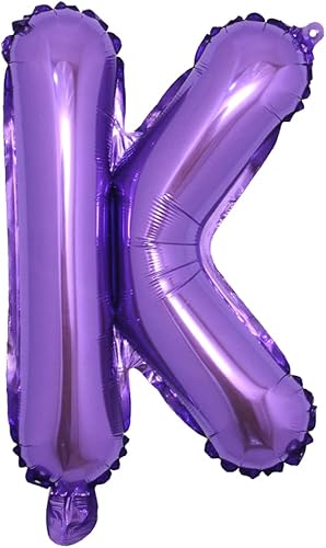 Miniatura 10 de Paquete de globos de letras del alfabeto y números morados de 16 pulgadas, pancarta de película de aluminio para colgar, globo de Mylar para
