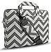 HSEOK Laptop Shoulder Bag / Briefcase, Canvas Fabric Carrying Case Bag for 12.9 iPad Pro / 13.3 Inch Laptop / Notebook Computer / MacBook Air / MacBook Pro, Chevron Gray