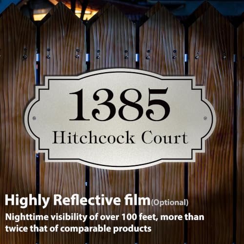 Image of House Address Sign, Custom House Number Sign, Mailbox Numbers for Outside | 13 Inch Metal Address Plaques, Single or Double Sided, Super Reflective, Display Your Address and Street Name