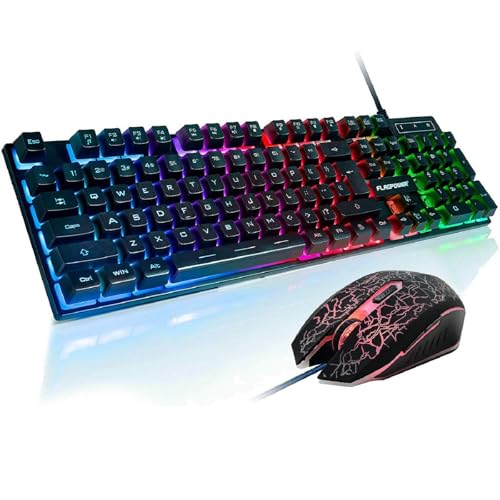 FLAGPOWER RGB Gaming Keyboard and Breathing Mouse Combo, Adjustable Breathing Backlit Mechanical Feeling...