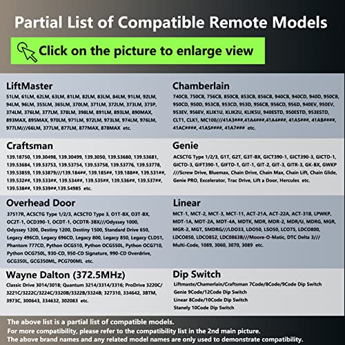 Beankoneal Universal Garage Door Opener Keypad Wireless Keypad Keyless Entry Compatible With Liftmaster Chamberlain Craftsman Genie Overhead Linear Wayne Dalton Garage Door Opener Remote Learn Button Dip Switch thumb #2