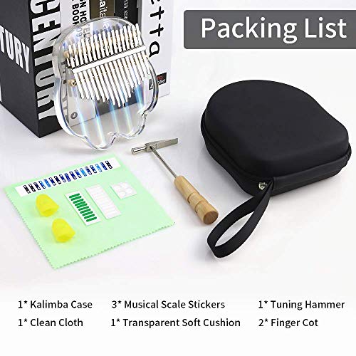 ANNKIE Kalimba Thumb Piano,Finger Piano, 17 Keys Rainbow Transparent Acrylic Material Thumb Piano, Marimba Musical Gift Music Book, Instrument for Music Lovers Beginners