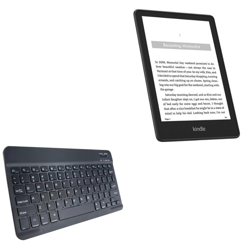 BoxWave Keyboard Compatible with Amazon Kindle Paperwhite (5th Gen 2021) - SlimKeys Bluetooth Keyboard, Portable Thin with Chiclet-Style Keys - Jet Black