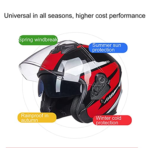 Vintage Adult Open Face 3/4 Helmet Men Women Retro Motorcycle Modular Half Shell Helmet Summer Scooter Motorbike Moped Street Jet Crash Helmet With Double Visor Dot/Ece Approved,Pink,M #TOP4