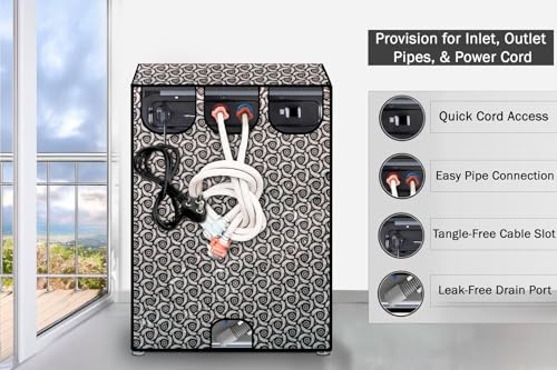 Image of Stylista PVC Washing Machine Cover Compatible for Godrej 7 Kg Fully-Automatic Top Loading WT EON ADR 70 5.0 FDTNS ROGR, Packed Pattern Grey