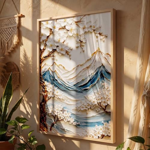 Image of kotart Mountain View Wall Art Home Decoration | Aesthetic Floral Paintings With Frame For Living Room Bed Room Hotel Wall Decor Digital Reprint (14X20 inch)