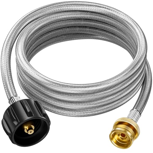 Rushare 12FT Braided Propane Hose Adapter 1lb to 20lb for Camping, Grilling
