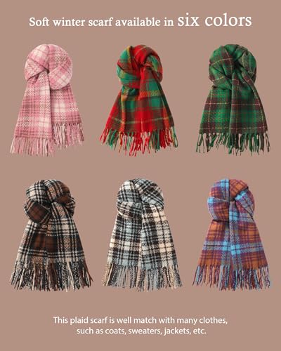 Winter Scarf for Women Scarves Long Plaid Blanket Scarf for Women Warm - image 7