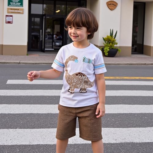 Image of Little Bitty Toddler Boy Clothes Boys Summer Outfits Cotton Short Sleeve T-Shirt & Shorts Set 2-7Yrs