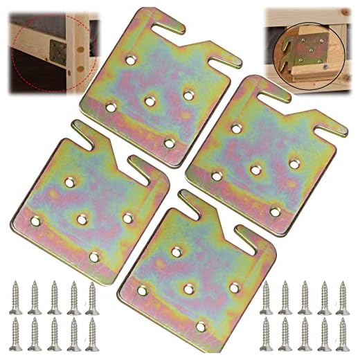 woiron 4PCS Heavy Duty Wood Bed Rail Hook Plates for Headboard and Footboard, Bed Rail Fitting Bracket with Mounting Screws, Universal Hardware Claw Hook Plate for Wooden Frame