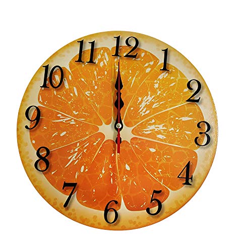 LOHAS Home Reloj de pared redondo de 12 pulgadas silencioso de madera con patrón de frutas refrescante