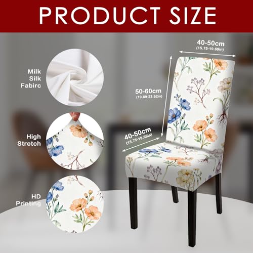 Image of Nuxovilar 4PCS Watercolor Floral Stretch Chair Covers 23.6x70in