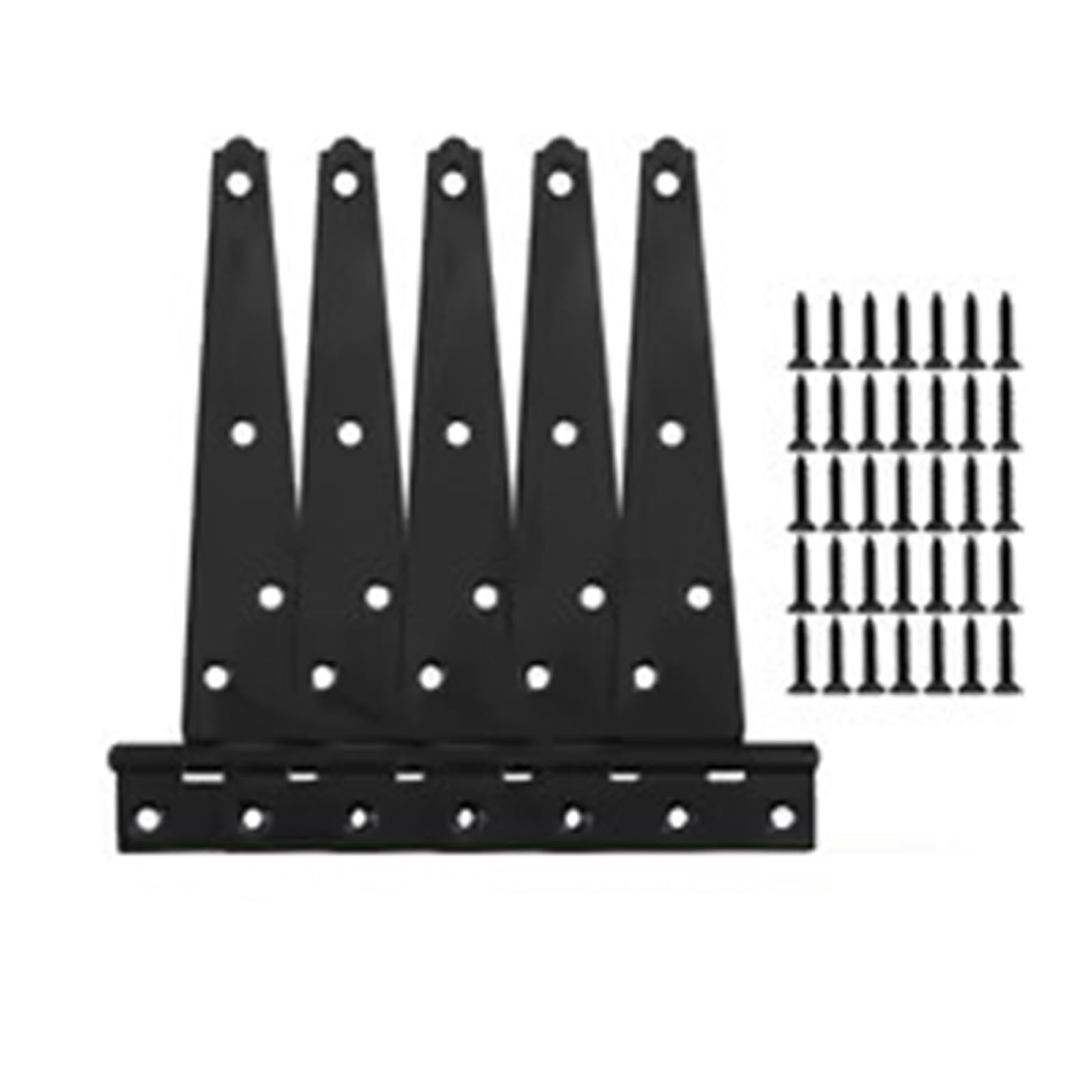 Heavy Duty Black T Shape Iron Hinges Galvanized Door Gate Hardware Shed Cabinet Barn Room Strap Hinge with Screw(5Set-17.5x7cm)