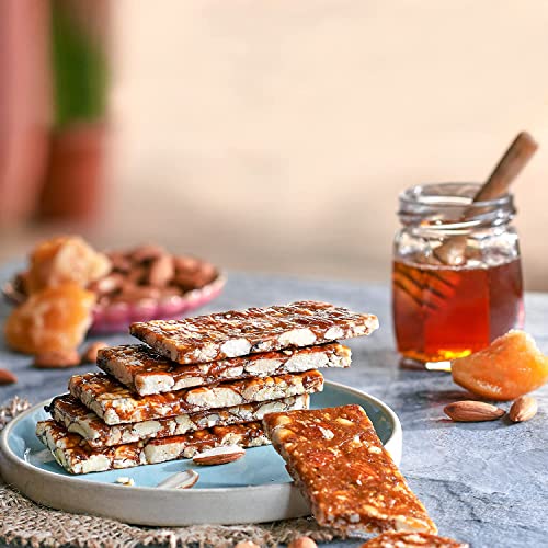 Image of Paper Boat Pani Puri Pellets, Ready to Fry, No Added Colours and Preservatives (400g), Paper Boat Honey Roasted Almond Bar, No Added Preservatives and Colours (Pack of 10, 25g Each)