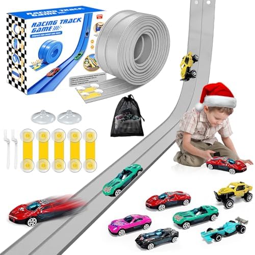 Flexible Race Track Toys for Kids, 16 Ft Flex Race Car Ramp Track...