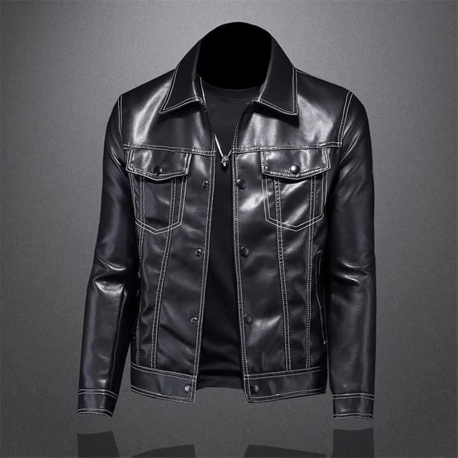Amazon.com: YMGSCC Autumn Leather Jacket Men's Coat