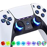 eXtremeRate Black Classical Symbols D-pad Thumbstick Share Option Home Face Buttons DTF V3 LED Kit & Touchpad LED Lightbar Stickers for PS5 Controller BDM-010 & BDM-020 - Controller NOT Included
