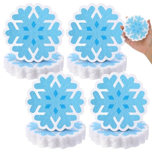 Image of Layhit 12 Pcs Christmas Dish Sponges Cute Kitchen Non Scratch Scrub Sink Sponges Wood Pulp Reusable Household Cleaning Cloth for Kitchen Dishes Furniture(Snowflake)