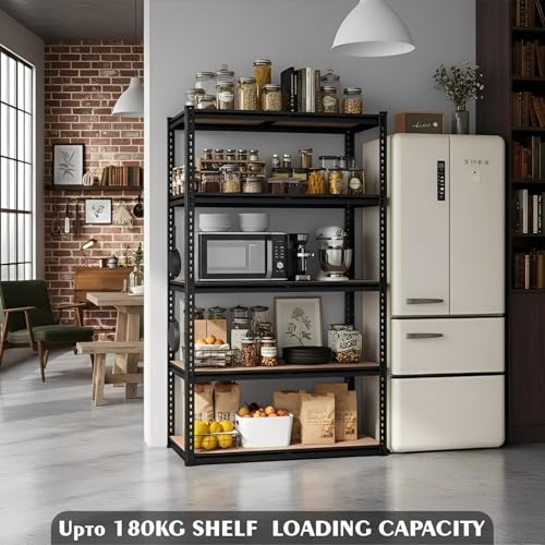 Image of HOMIFLY 4-Tier Extra Large Metal Shelf Rack /60x36x18 Inch Adjustable Boltless Shelving Unit /Heavy Duty Display Rack Organizer for Garage /Kitchen /Warehouse /Tool-Free Assembly and Rust-Resistant